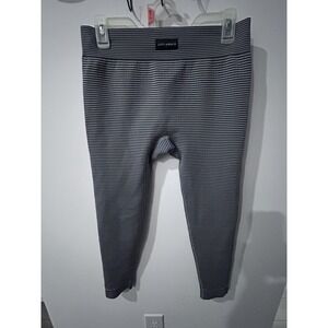 Lucky Brand Gray White Striped Leggings Women's Size M Knit Polyester Spandex